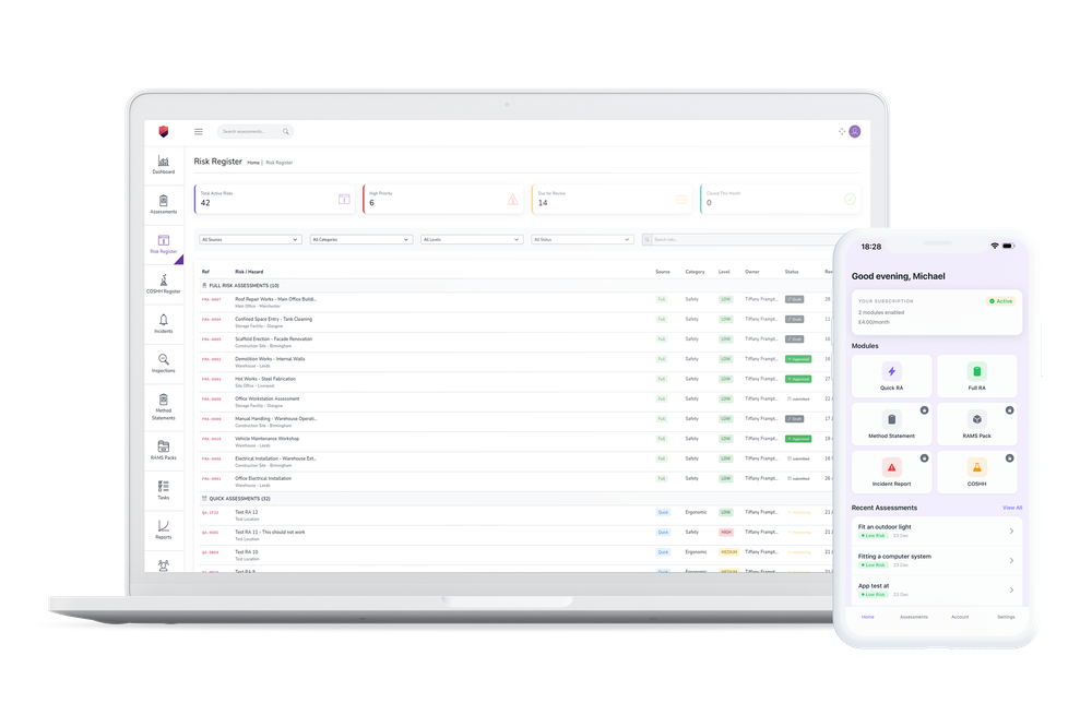 Risk Ranger Dashboard - Health and Safety Software